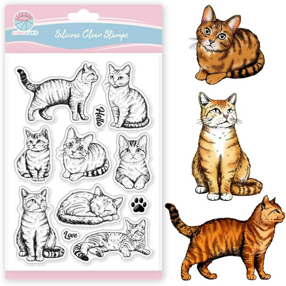 Clear Silicone Stamps For Card Making - Прозрачные штампы с изображением кота, реалистичные