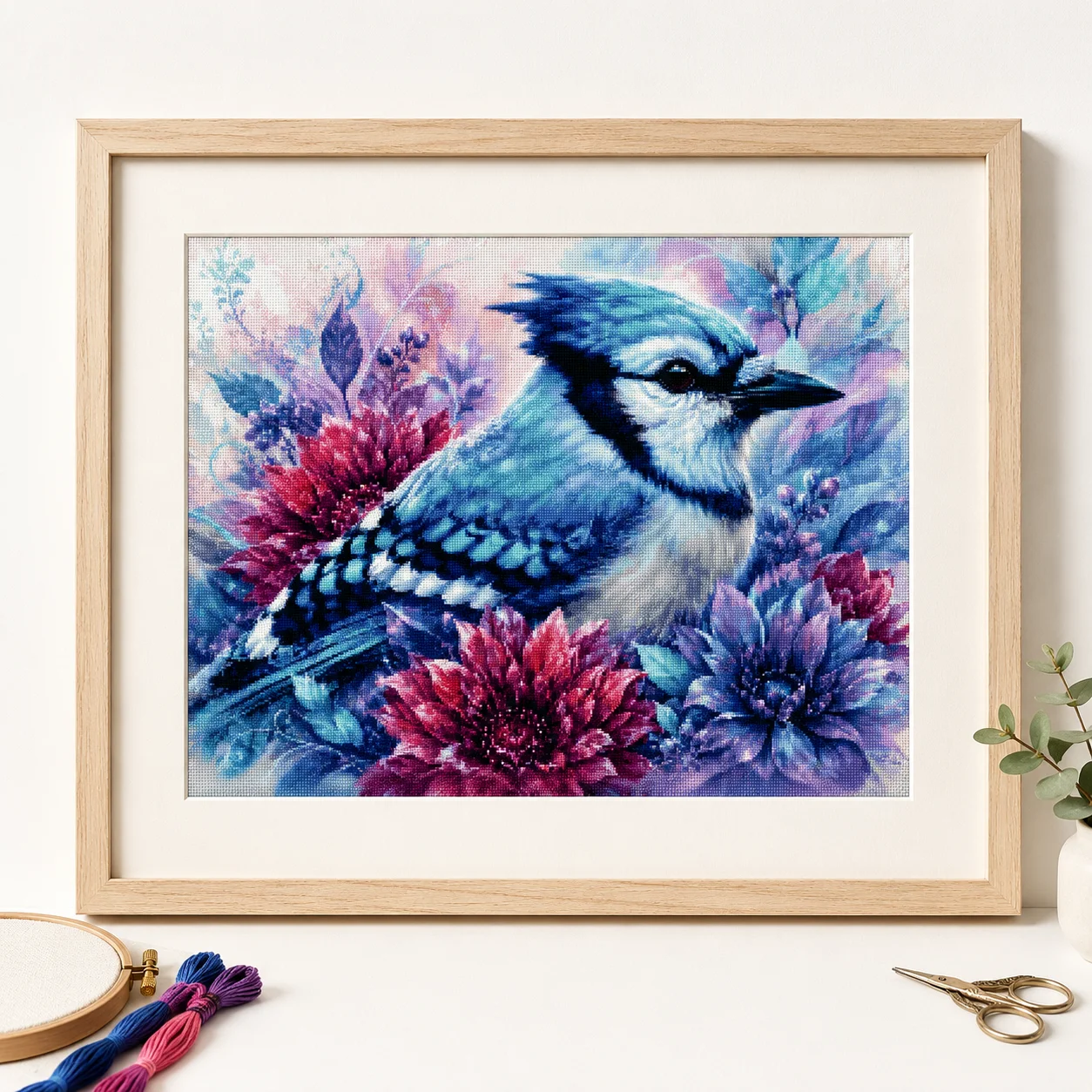 Cross Stitch Stamped Kits Beginners - [ZZ8680-Синий ястреб] | Набор для начинающих: