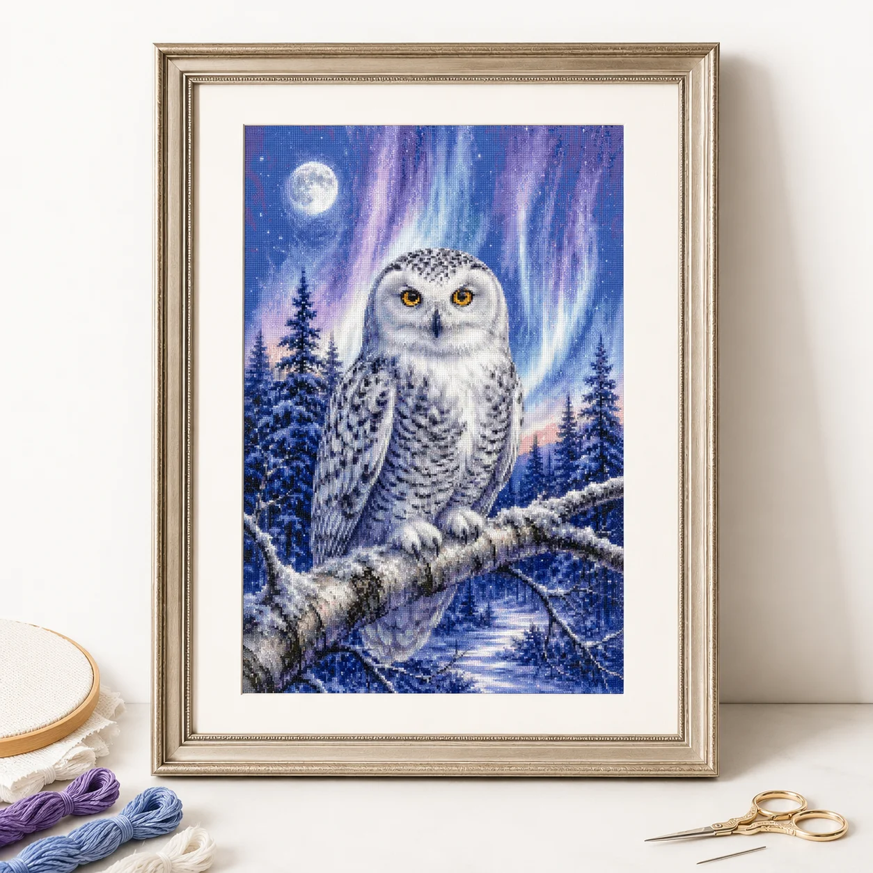 Cross Stitch Stamped Kits Beginners - [ZZ8820-Зимние часы с совой] | Набор