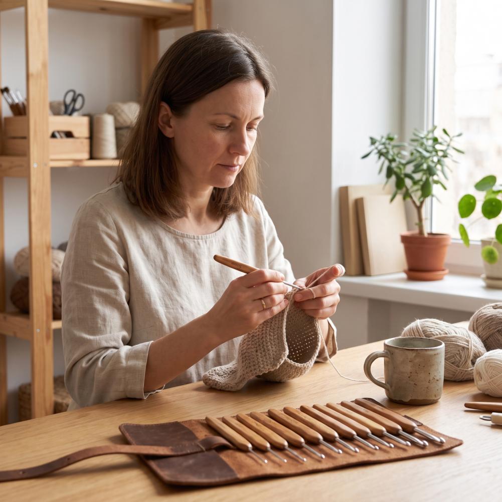 Набор крючков для вязания, пор – обзор и цена Wooden Crochet Hooks Ergonomic Handle