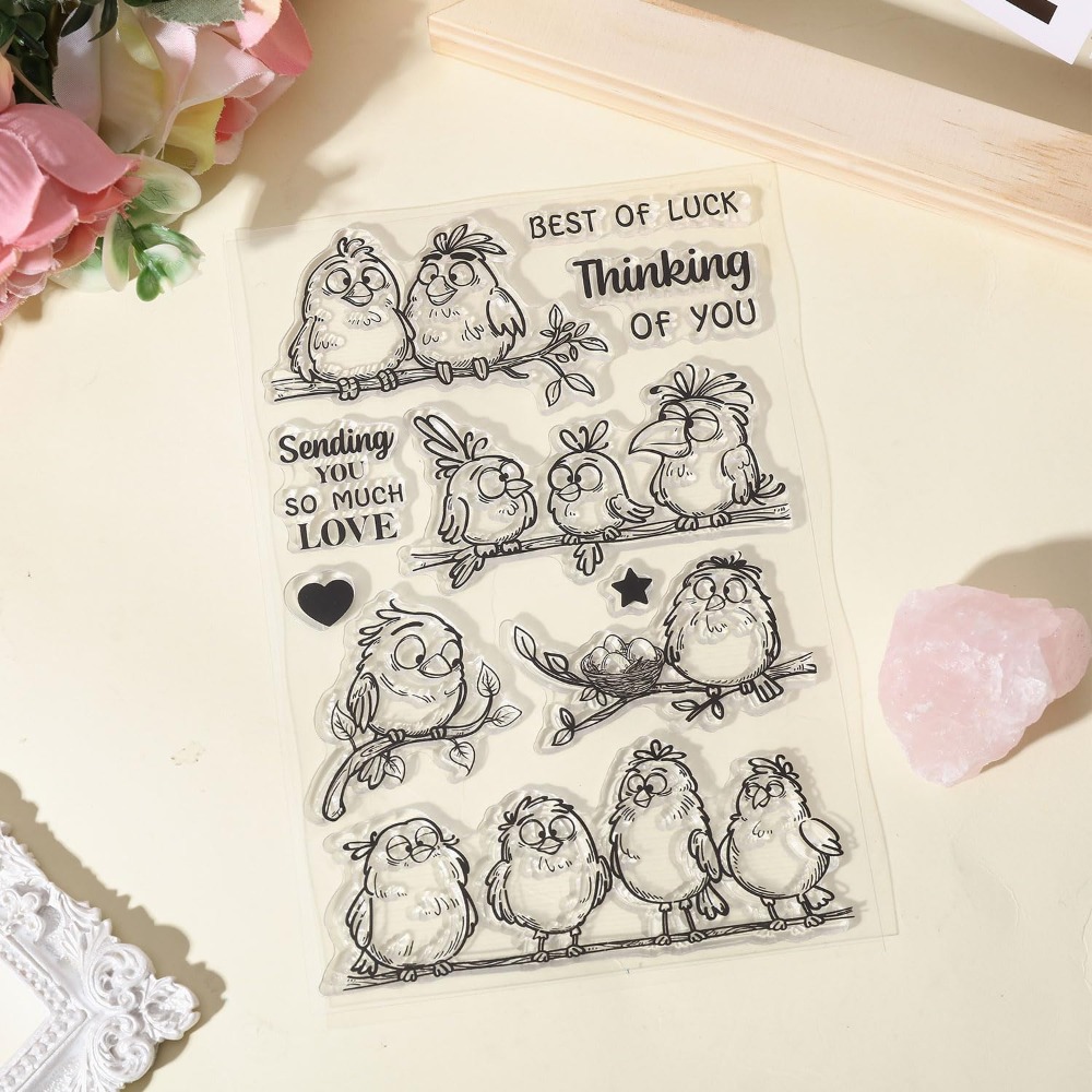 Забавные птицы, ветки, прозрач – обзор и цена Clear Silicone Stamps For Card Making