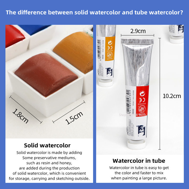 Художественные однотонные аква – обзор и цена Watercolor Paint Set Solid Pigment